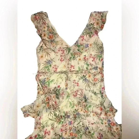 Hale Bob Beautiful Tiered White Floral Dress with Braided Belt Size XS - Picture 4 of 9